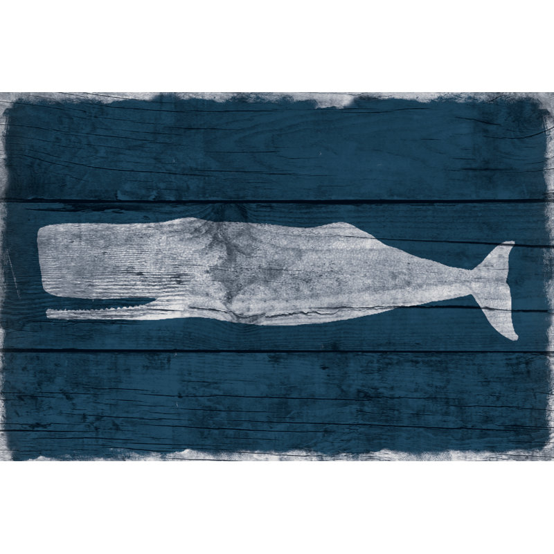 Distressed Whale Navy - Wrapped Canvas Painting, 61cm H x 91cm W x 3.8cm D