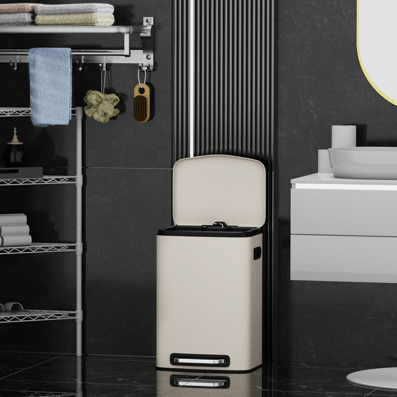 Poubelle à pédale rectangulaire en acier inoxydable 13 gallons (50L) avec couvercle à fermeture en douceur