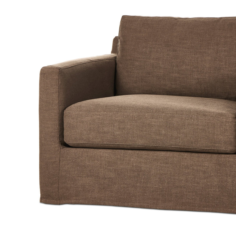 Hampton Slipcovered Swivel Armchair, Antwerp Cafe Linen Blend