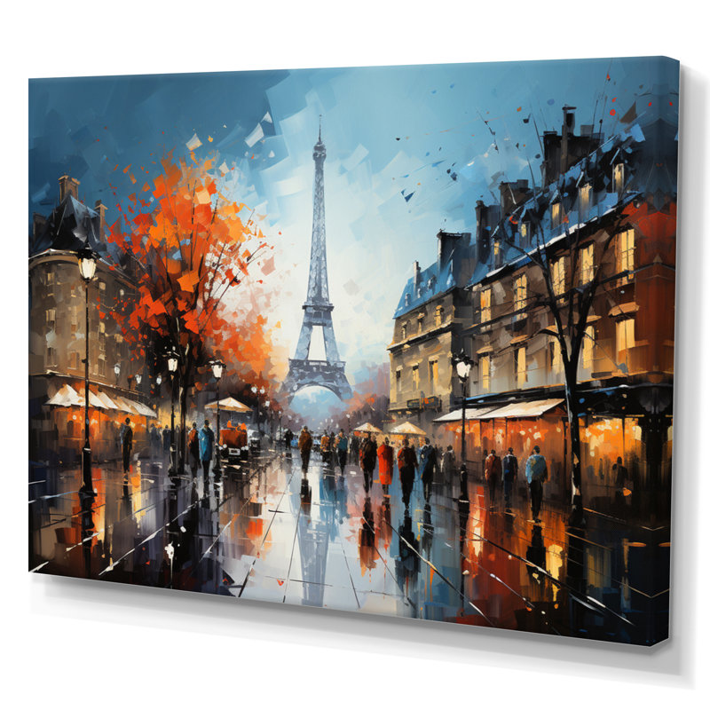 Marguerites City Paris Popart Eiffel - impression, H 24 po x l 32 po x P 1 po, Toile tendue
