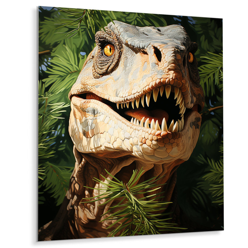 Velociraptor vert dans la jungle II - art mural dinosaure, H 20 po x l 12 po x P 1 po