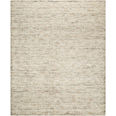 Khyber Hand Knotted Wool Abstract Area Rug in Beige