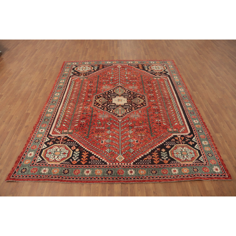Tapis oriental à motif végétal à teinture végétale 8 x 10