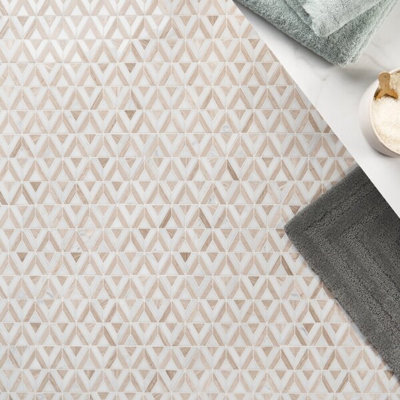 Monroe 8x8 Triangle Polished Marble Mosaic Tile