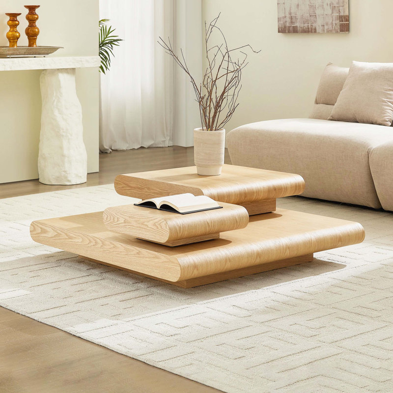3-Piece Modular Stacking Coffee Table, Wood Look MDF, No Assembly