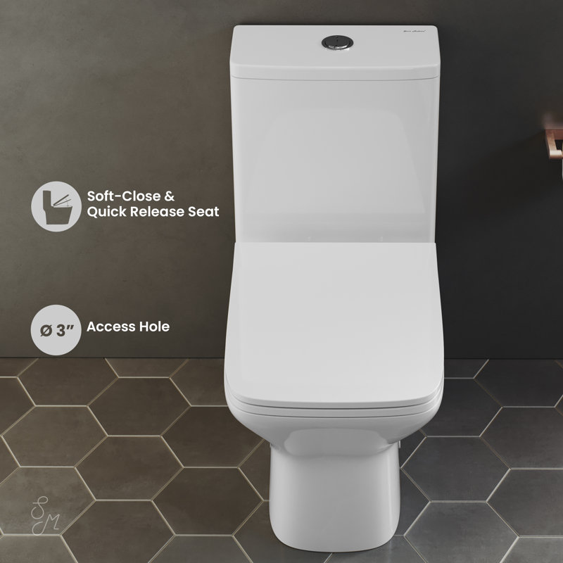 Carre One-Piece Square Toilet Dual-Flush 1.1/1.6 gpf with 10" Rough-In, Glossy White