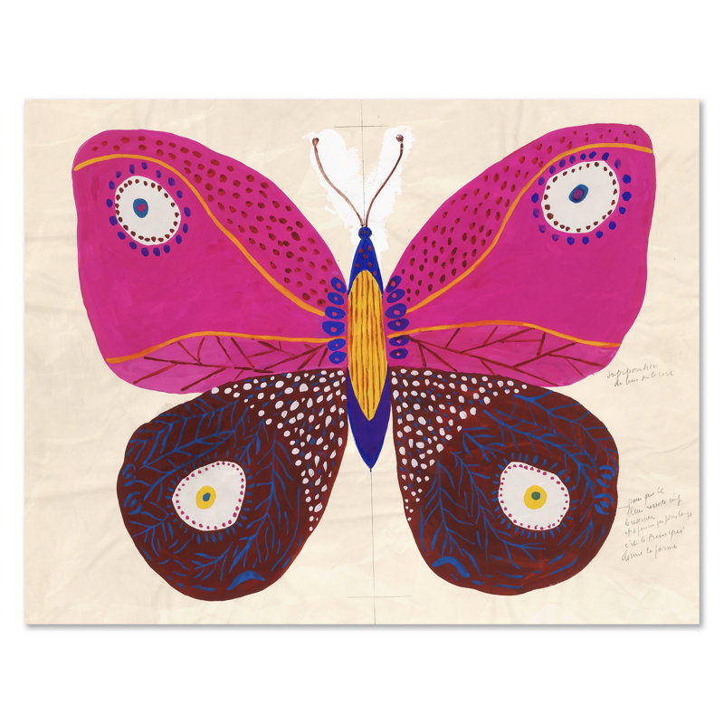 Butterfly Pink Print by Paule Marrot, No Frame, 42" H x 54" W, Frameless Print