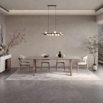 Aesthetic sintered stone ash dining table set