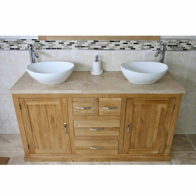 Degroot 1430mm Double Bathroom Vanity with Vessel Ceramic Basin