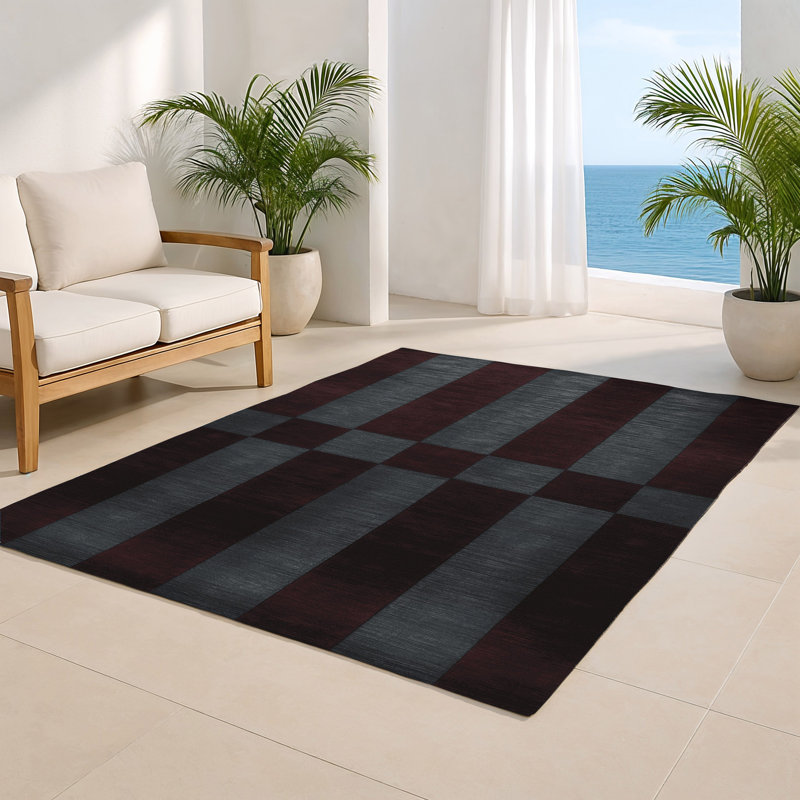 Tapis intérieur / extérieur noir à carreaux, Rectangulaire 3 pi x 5 pi
