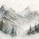 Murale paysage de montagne et forêt alpine brumeuse