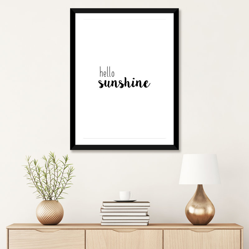 «Hello Sunshine», reproduction d'art textuel, H 60 po x l 40po x P 1,5 po, Toile tendue