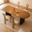 Nut-brown + Half-circle Solid Wood Dining Table-2140264706-2140264707