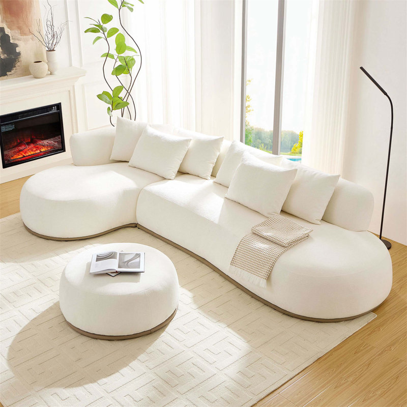 Canapé modulaire surdimensionné en L avec repose-pieds, siège profond confortable pour les grands salons, design moderne et revêtement durable