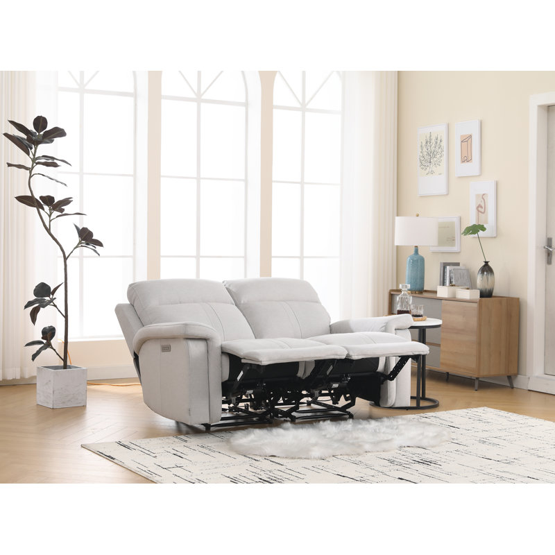 Canapé inclinable électrique de 64,6 po avec support lombaire et appui-tête réglables, Silver Polyester Blend