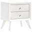 Table de chevet 1pc blanc pattes angulaires ronde bronze boutons ronds 2 tiroirs table de chevet