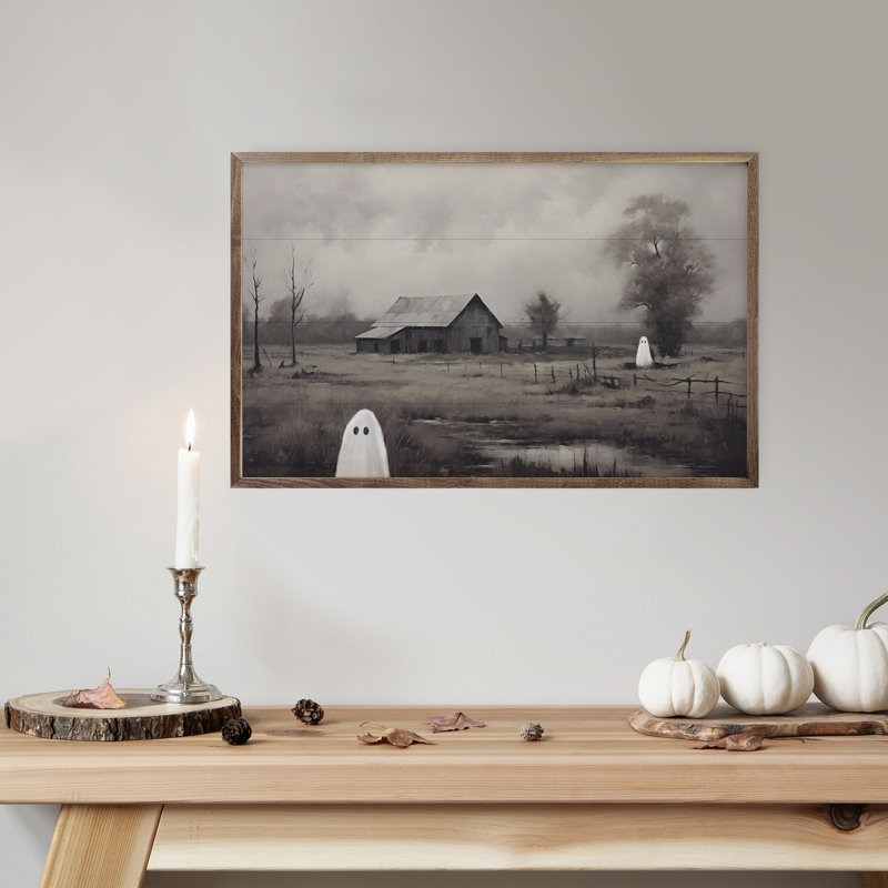 Grange avec fantômes par Petals Prints Design, H 10 po x l 16 po