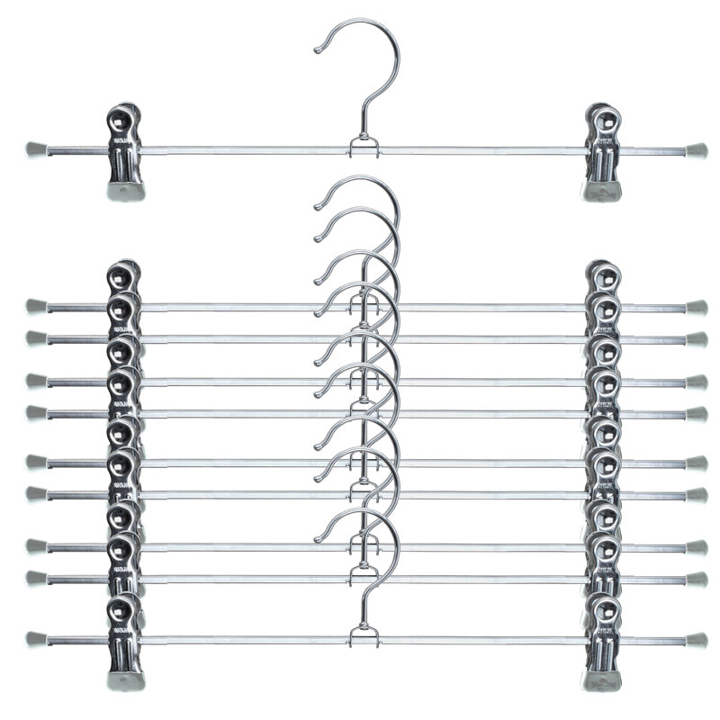 Cintre pour pantalons antidérapant avec pinces, Blanc, H 3 po x l 16 po x P 1,12 po