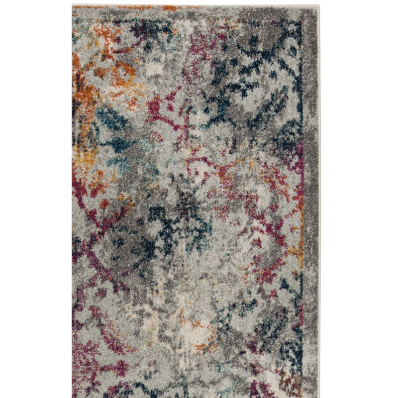 Tapis abstrait gris clair / fuchsia Christa, Rectangle 6 pi x 9 pi