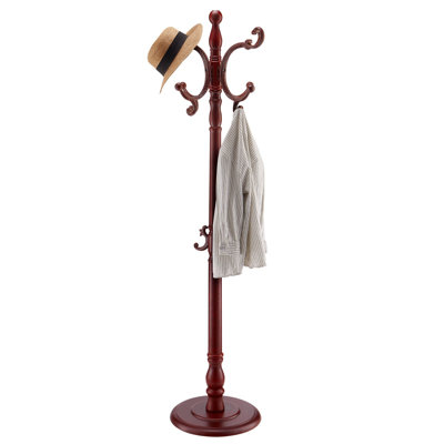 Coat Rack Freestanding, Wooden Coats Rack Stand With Weighted Base And 11 Hooks, Free Standing Hall Coat Tree For Entryway, Bedroom, Living Room, Modern Clothes Hanger Stand For Coats, Hats, Bag