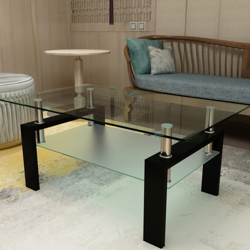 Rectangle Black Glass Living Room Table, Versatile Use, Build Centre Table In Glass, Ample Storage Choices, Easy Assembly Procedure