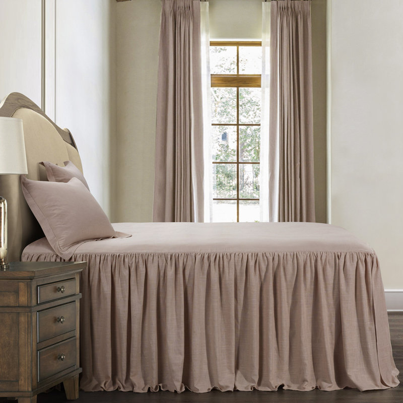 Light Blue Linen-Blend Full Bedspread Set