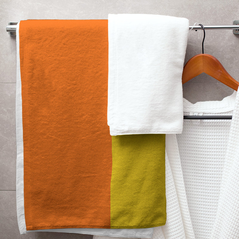 Bath Towel, Red-Orange/Yellow/White, Microfiber