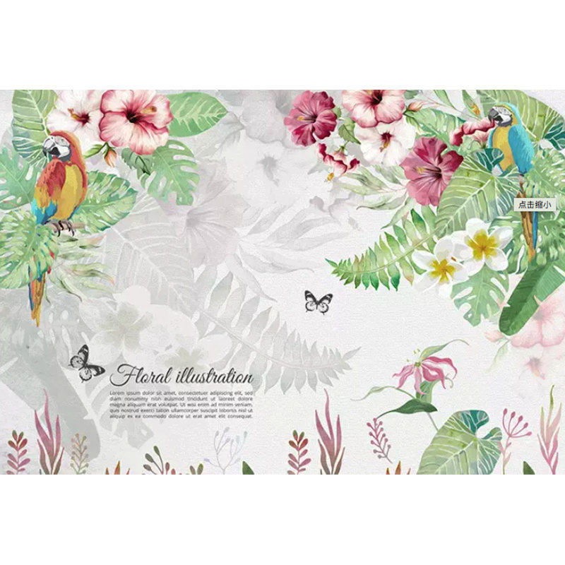 Murale mirabilis de fleurs tropicales exotiques Luff, L 106 po x l 187 po