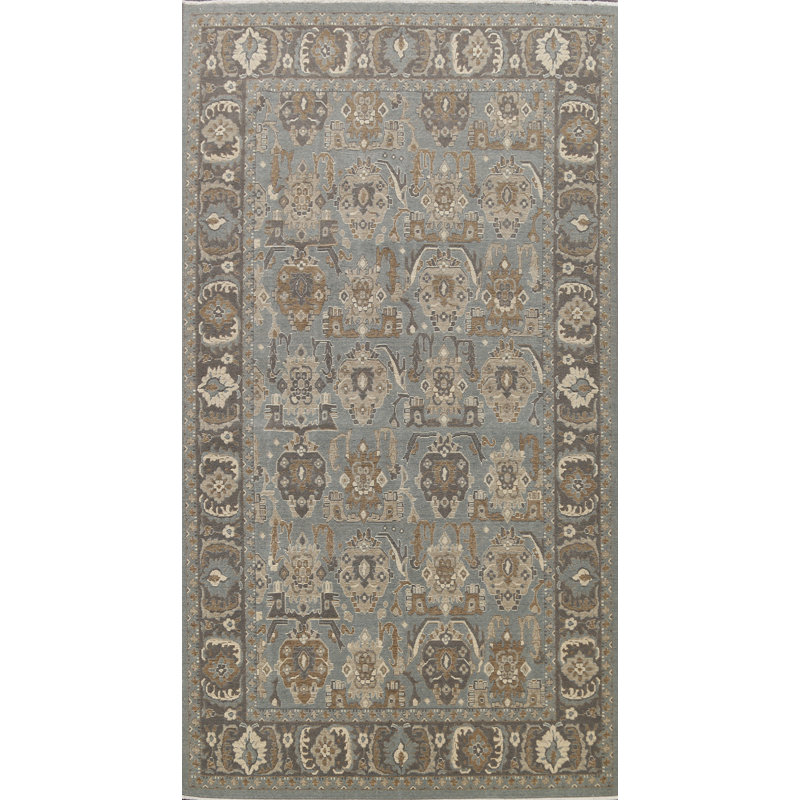 Tapis bleu clair / brun en laine Ziegler