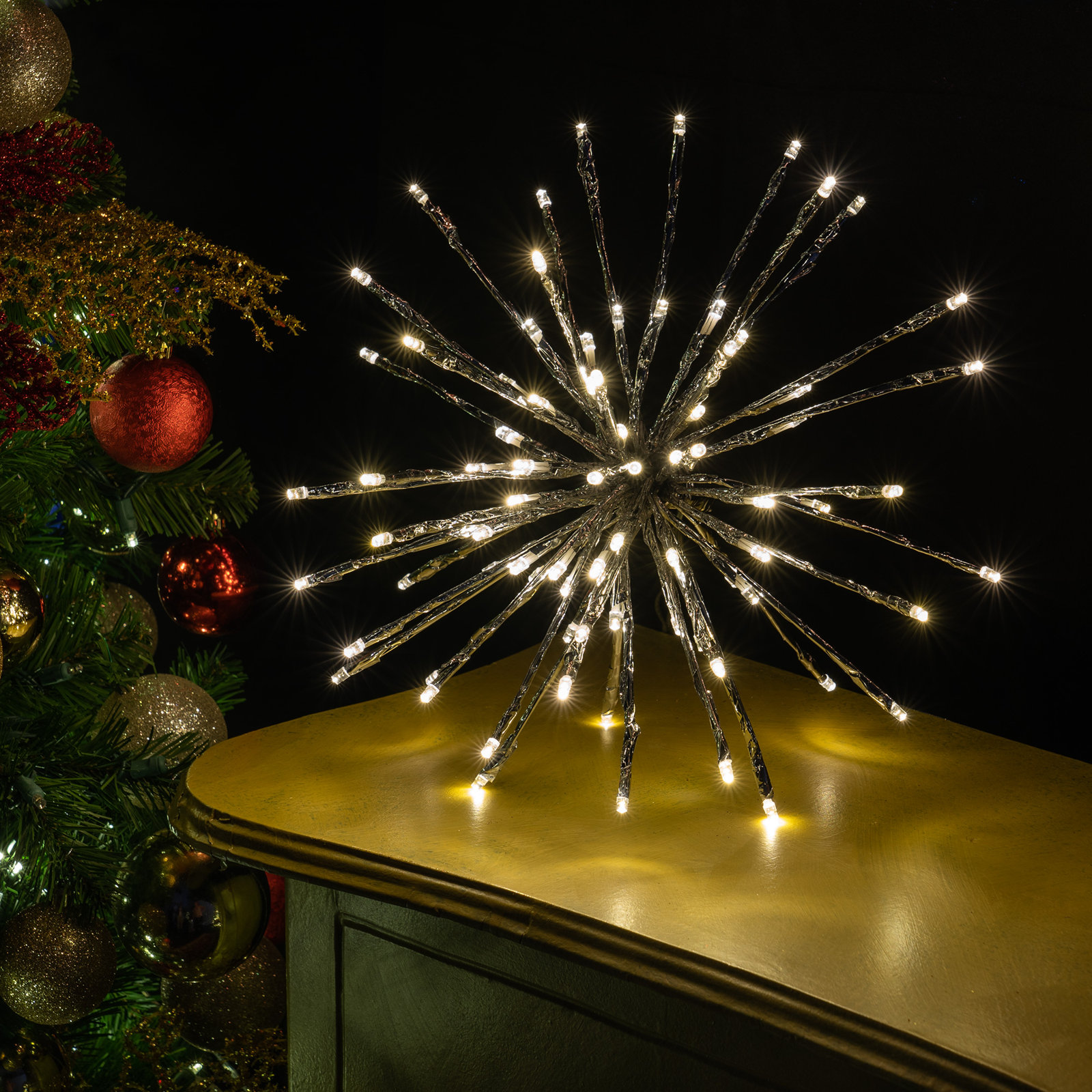 Starburst LED Twinkle Lighted Branch, 12", Silver/Warm White