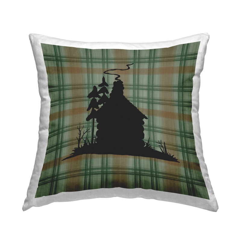 Coussin Victorian, Tissu écossais vert 3, H 18 po x l 18 po, Carrée