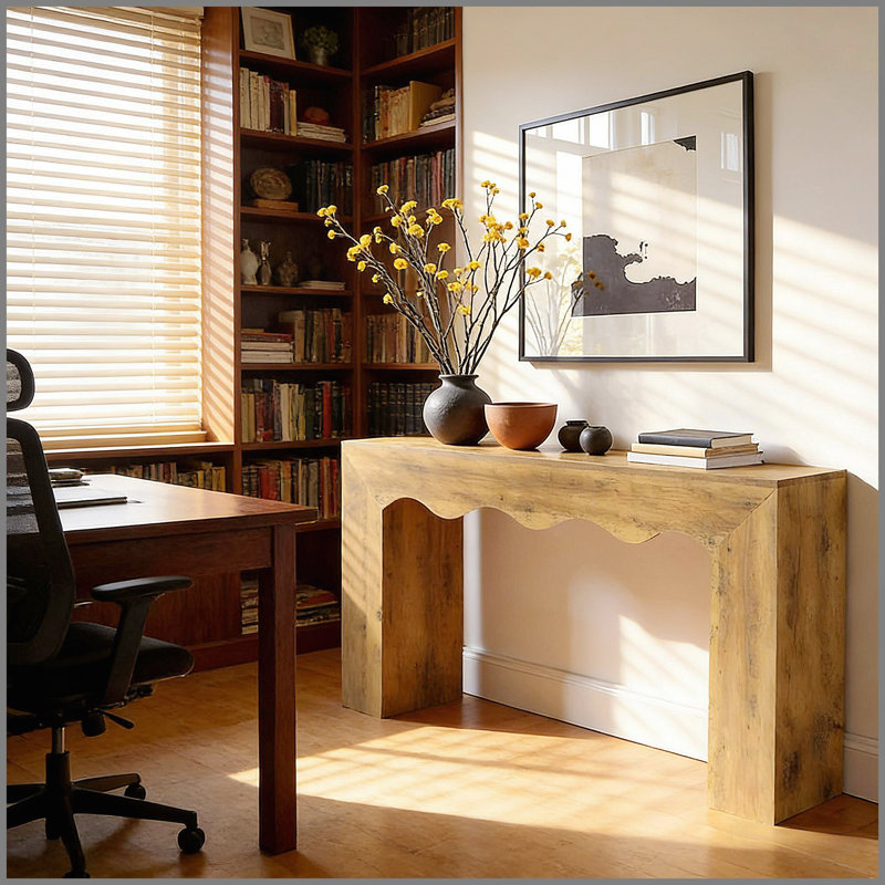 Table de canapé stable, console rustique, table d'appoint, Brun