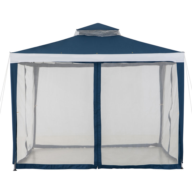Pavillon de jardin à toit souple Sunjoy, Bleu marine/blanc, Bordure de jardin x 10 pi,