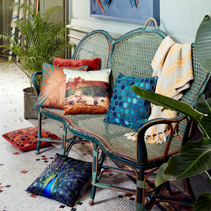 Geometric Square Cushion Cover, Turquoise, 60 x 60cm