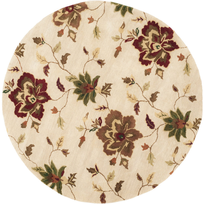 Arber Hand Tufted Wool Floral Rug, Round 6'