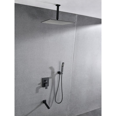 Shower system combo with hand shower, shower head and tub spout