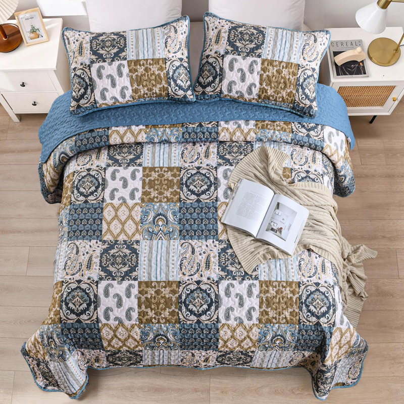 Ensemble de courtepointe Boho, Très grand édredon + 2 taies décoratives