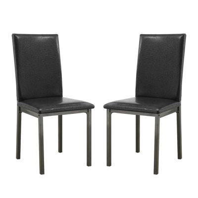 2 pièces de chaises de salle à manger rembourrées en similicuir noir avec siège confortable pour 2 personnes pour une ambiance moderne