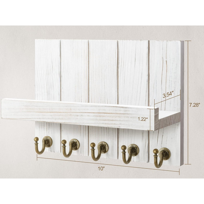 Rangement mural pour clés et courrier Vyrl, Blanc délavé
