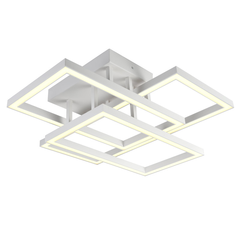 White Aluminum 28-inch LED Rectangular Semi Flush Ceiling Light