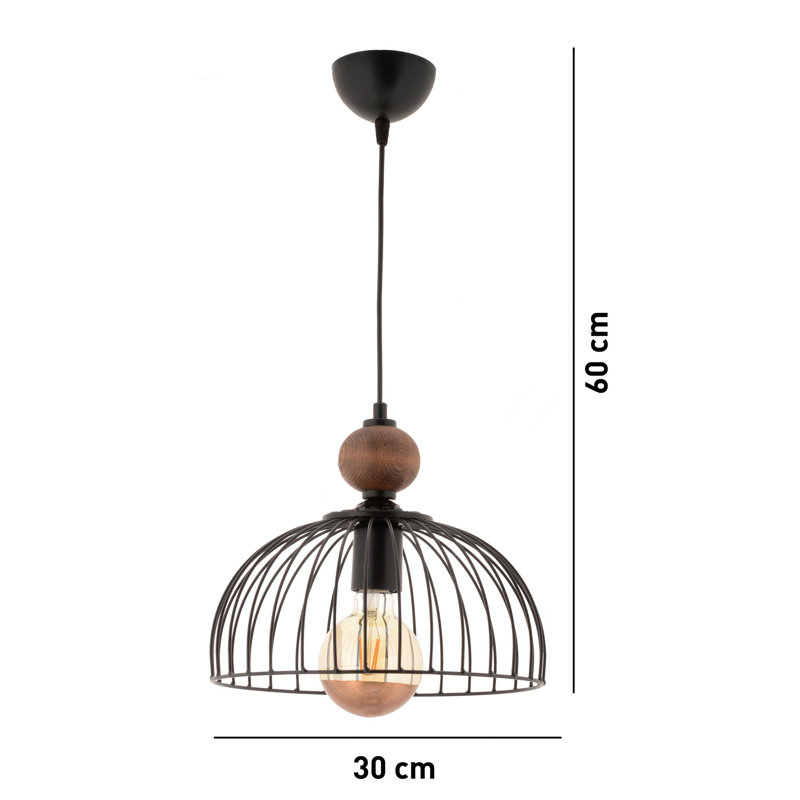 Stunning Black & Natural Chandelier, 23.6 x 10.2 inches | Durable Metal Body, 60 inches Total Height | E27 Socket, Max 40W (Bulb Not Included) | Stylish Lighting for Modern Homes & Elegant Spaces, IP20 Rated