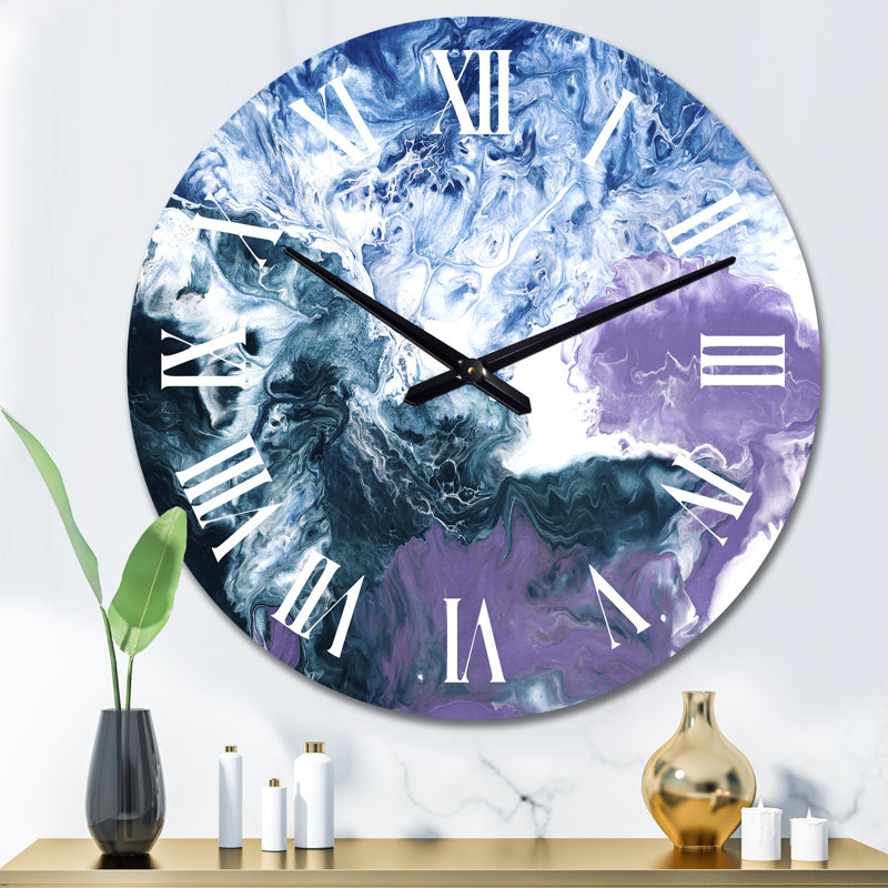 Horloge murale moderne bleu et violet, Surdimensionné
