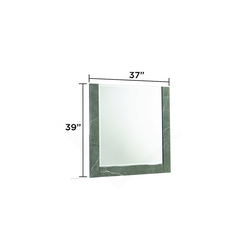 Miroir Elara - cadre en marbre et laque bicolore ultrabrillant avec grande surface réfléchissante et design élégant - gris