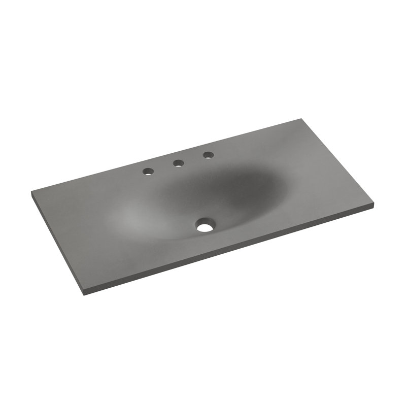 Comptoir de meuble-lavabo en béton, Gris mat foncé, 8 po