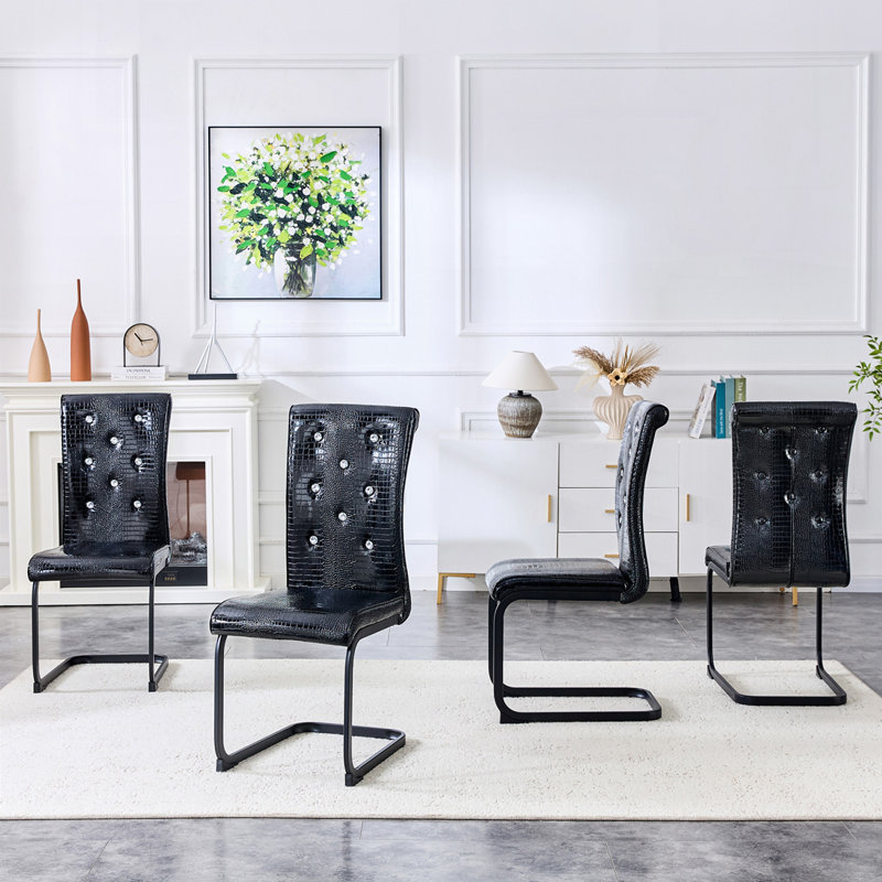 Chaises de salle à manger rembourrées, Noir, Noir