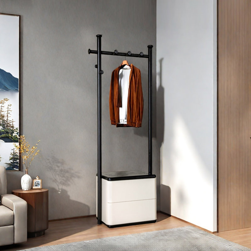 Elegant Ash Wood Coat Rack with Storage
