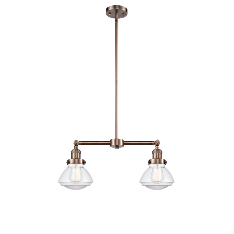 Chesterville 2 - Light Kitchen Island Pendant, Antique Copper, Clear