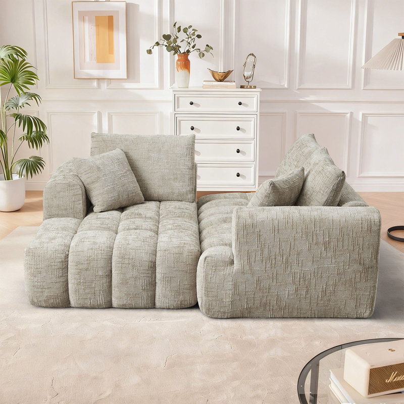 Canapé modulaire 108 po Chenille, Chenille kaki, Face à la gauche