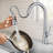 KRAUS Odelia 4-Function Single Handle Pull Down Kitchen Faucet with CleanSweep Blade Spray in Chrome-123015093