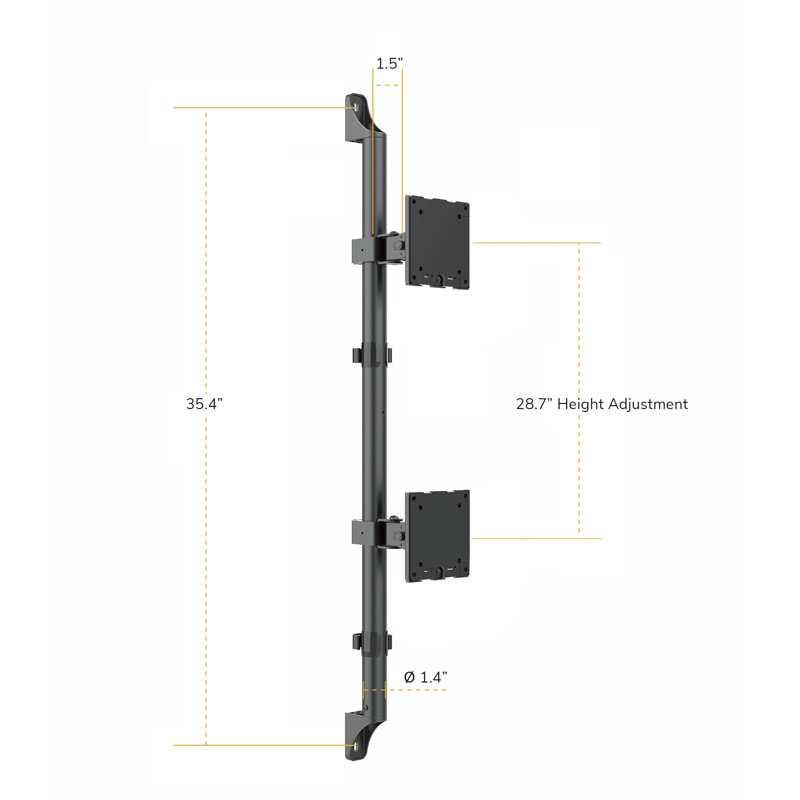 Support mural robuste pour moniteur double empilable ultra-large jusqu'à 49 po